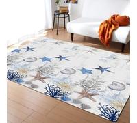 Tapis de Salon Coquille D'étoile De Mer D'ancre D'océan Tropical Nautique, 70 x 140 cm Tapis avec Dos en Caoutchouc Antidérapant, Paillasson Intérieur - pour Décor de Sol de Chambre à Coucher de Salon