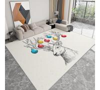 Tapis de Salon Décoration De Noël Bois De Cerf 180 x 240 cm Moderne Tapis, Animaux Dessinés À La Main AntidéRapant Doux Poil Court Lavable Moquette - pour Salon Chambre et Salle à Manger