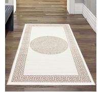 Tapis de salon design oriental beige et blanc - TEPPICH-TRAUM - Größe 80 x 150 cm - 100% Polyester - Moquette