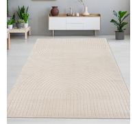 Tapis de salon doux avec un motif arqué simple en beige