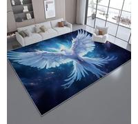 Tapis de Salon en Flanelle Antidérapant et Lavable Bleu - Rêve d'oiseaux fantastiques Tapis Doux pour Salon Chambre Canapé et Cuisine, Carpette de Sol Décoration Maison 120 x 180 cm