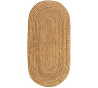 HAMID - Tapis Ovale en Jute de Couleur Naturelle Alhambra, Tapis Fait Main, 100% Fibre de Jute, pour Salon, Chambre, Décoration, (70x140cm)