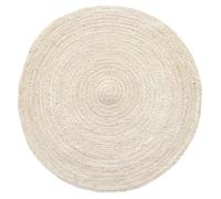 Tapis de salon et chambre HAMID - Tapis Jute Rond Blanc Alhambra - 100% Fibre de Jute Naturelle - Tissé à la Main - Tapis 100x100cm
