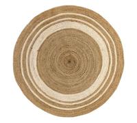 Hamid - Tapis Jute Naturel, Tapis de Jute Alhambra Couleur Naturelle Blanc Rond, Tapis 100% Fibre de Jute, Tissé à la Main, Tapis de Salon, Chambre, Couloir Alhambra Tapis, (150x150cm)