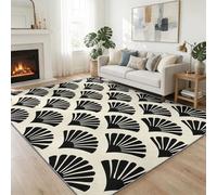 Tapis de Salon Forme D’Éventail Japonais 100 x 160 cm Moderne Tapis, Formes Géométriques AntidéRapant Doux Poil Court Lavable Moquette - pour Salon Chambre et Salle à Manger