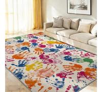 Tapis de Salon Formes Abstraites Modernes 40 x 60 cm,Tapis de Chambre en Flanelle, Conception Lavable et Antidérapante, Tapis Intérieur à Poil Court,Multicolore