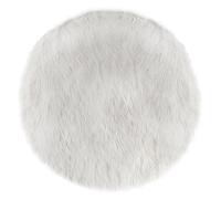 Tapis rond 90 cm fausse fourrure blanche