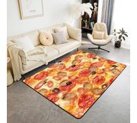 Tapis De Salon, Grand Carré Moderne Tapis De Couloir, Chambre Décor Tapis Antidérapant, Tapis De Sol Imprimé 3D pour Coucher Bureau Hôtel Nourriture Jambon Pizza -85409974264