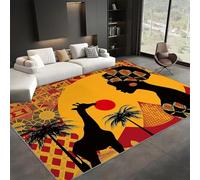Tapis de Salon Groupe Ethnique Tribu Africaine Femme Africaine Tapis Chambre 120x170 cm Tapis Salon Moderne Grand Tapis de Salon Antidérapant à Poils Courts Tapis Doux Chambre Poil Ras Tapis de Sol