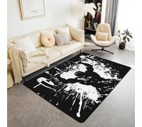 Tapis de Salon Haltérophilie Tapis Salon 150x200 Haltère Tapis Chambre pour Garçons Adolescents Hommes Grunge Extrême Sport Éclaboussement d'encre Noir Blanc Tapis Sol pour Salon, Chambre, Porte