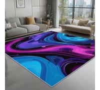 Tapis de Salon Imprimé Abstrait Liquide Marbre 120 x 180 cm, Bleu Violet Entretien Facile Intérieur Moquette - Doux Au Toucher, Lavable, Antitache, Ne Perd Pas Ses Poils pour Chambre d'enfant