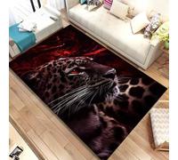 Tapis De Salon Imprimé Animal 3D Gris Bleu Paysage Léopard Tigre Lion Flanelle Antidérapant Tapis Idéal pour Chambre d'homme, Bureau, Salle De Jeux, Couloir, Salle De Bain (Color 2,100x200 cm)