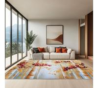 Tapis de Salon Imprimé Aquarelle Lumineux Plantes Forêt De Bouleaux Couleur, 160 x 230 cm Doux Antidérapant et Écologique Paillasson Intérieur - pour Chambre d'enfan Chambre à Coucher