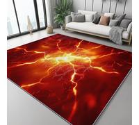 Tapis de Salon Imprimé Flamme Éclair 40x60 cm, Rouge Entretien Facile Intérieur Moquette - Doux Au Toucher, Lavable, Antitache, Ne Perd Pas Ses Poils pour Chambre d'enfant