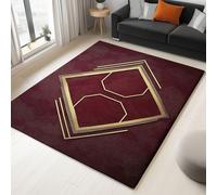 Tapis de Salon Imprimé Géométrique Symétrie Cadre, Bordeaux 40x60 cm Moquette d'intérieur Douce antidérapante Facile d'entretien - pour Chambre d’Enfant et Chambre à Coucher