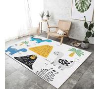 Tapis de Salon Imprimé Mignon Dinosaure Volcan, Blanc 40x60 cm Moquette d'intérieur Douce antidérapante Facile d'entretien - pour Chambre d’Enfant et Chambre à Coucher