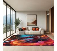 Tapis de Salon Imprimé Mystère Ténèbres Flamme Guerrier Couleur, 80 x 150 cm Doux Antidérapant et Écologique Paillasson Intérieur - pour Chambre d'enfan Chambre à Coucher