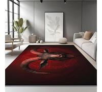 Tapis de Salon Imprimé Mystérieux Tête De Chèvre, Rouge Foncé, 120 x 180 cm Moquette d'intérieur Facile d'entretien, Douce et antidérapante - pour Chambre d’Enfant et Chambre à Coucher