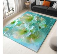 Tapis de Salon Imprimé Onirique Exquis Fleur Fleur en Verre Bleu, 140 x 200 cm Doux Antidérapant et Écologique Paillasson Intérieur - pour Chambre d'enfan Chambre à Coucher