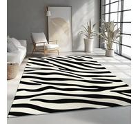 Tapis de Salon Imprimé Peau De Zèbre Rayée Noire Et Blanche, Noir Et Blanc, 60x90 cm Moquette d'intérieur Facile d'entretien, Douce et antidérapante - pour Chambre d’Enfant et Chambre à Coucher