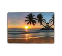 Tapis de salon imprimé plage coucher de soleil 182,9 x 121,9 cm pour table basse, chevet, bureau, balcon