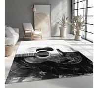 Tapis de Salon Imprimé Résumé Guitare 180x240 cm, Noir Et Blanc Entretien Facile Intérieur Moquette - Doux Au Toucher, Lavable, Antitache, Ne Perd Pas Ses Poils pour Chambre d'enfant