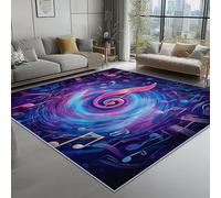 Tapis de Salon Imprimé Résumé Notation Musicale 180 x 240 cm, Bleu Violet Entretien Facile Intérieur Moquette - Doux Au Toucher, Lavable, Antitache, Ne Perd Pas Ses Poils pour Chambre d'enfant