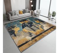 Tapis de Salon Imprimé Rétro Dieu De L'Égypte Ancienne 180x240 cm, Bleu-Gris Entretien Facile Intérieur Moquette - Doux Au Toucher, Lavable, Antitache, Ne Perd Pas Ses Poils pour Chambre d'enfant