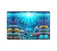 Tapis de salon imprimé sous-marin avec rayons de corail 183 x 121,9 cm pour table basse, chevet, bureau, balcon