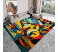 Tapis de Salon Lavable 140 x 200 cm Abstrait Géométrique Fille, Tapis Interieur Impression Cubisme - Moquette Moderne Doux Antidérapant pour Salon Chambre à Coucher Canapé Chambre d'enfant