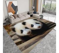 Tapis de salon lavable 140 x 200 cm photographie de nature, tapis antidérapant animal panda forêt promenade pour chambre - coureur imprimé à poils courts pour salle à manger bureau salle de jeux