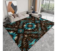 Tapis de Salon Lavable 160 x 230 cm Art Amérindien Traditionnel, Tapis Interieur Géométrique Triangle Floral - Moquette Moderne Doux Antidérapant pour Salon Chambre à Coucher Canapé Chambre d'enfant