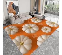 Tapis de Salon Lavable 60 x 90 cm Style Cartoon, Tapis Antidérapant Orange Nourriture Citrouille Rayures pour Chambre - Coureur Imprimé à Poils Courts pour Salle à Manger Bureau Salle de Jeux
