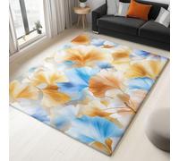 Tapis de Salon Lavable à Poils Courts 60 x 90 cm - Antidérapant Tapis de Chambre à Coucher Exquis Beau Feuilles Feuilles De Ginkgo Imprimé pour Salle à Manger Bureau Entrée, Couleur