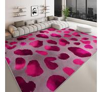 Tapis de salon lavable en machine 100 x 160 cm art abstrait, coureur faible poil antidérapant avec imprimé rose animal imprimé léopard taches - tapis chambre pour chambre coucher bureau domicile