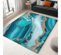 Tapis de Salon Lavable en Machine 100x150 cm - Faible Poil Entretien Facile Antidérapant avec Magnifique Turquoise Agate Imprimé Tapis Chambre pour Chambre d'enfant Le Bureau à Domicile, Bleu