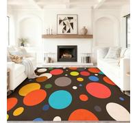 Tapis de Salon Lavable en Machine 120 x 180 cm, Faible Poil Antidérapant Adapté à l'aspirateur avec Motif Imprimé Abstrait Points colorés Vibrant Tapis Chambre, pour la Le Bureau à Domicile Coloré