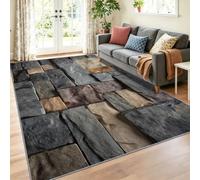 Tapis de Salon Lavable en Machine 40 x 60 cm, Industriel Poil Antidérapant avec Rustique Réaliste Brique De Pierre Tapis pour la Chambre à Coucher Le Bureau à Domicile Decoration Chambrel, Gris