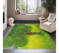Tapis de Salon Lavable en Machine 60 x 110 cm, Antidérapant Durable Tapis Joli Arbre Fruitier Pastoral Motif pour Le Salon, l'Entrée la Chambre et la Cuisine, Vert