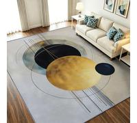 Tapis de Salon Lavable en Machine 80 x 150 cm Moderne Abstrait Moquette Antidérapant à Poils Courts, Géométrique Sphères Cercles Concentriques - Tapis d'entrée Poils Ras pour Chambre et Cuisine, Gris