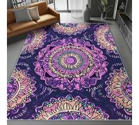 Tapis de Salon Lavable en Machine 90 x 150 cm Tapis antidérapant, Plusieurs Mandalas Bohèmesimprimé pour Le Salon l'entrée la Chambre et la Cuisine, Violet