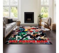 Tapis De Salon Lavable en Machine, Grand Tapis De Chevet Vintage Doux Et Antidérapant, Décoration One Punch Man (OPM 01,80x120 cm)