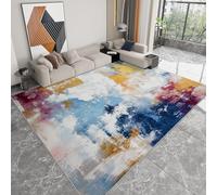 Tapis De Salon Lavable En Machine Multicolore 160 X 230 Cm, Tapis Décoratif Art Abstrait Fond De Bric À Brac Doux Moquette Chambrepour Salle À Manger Couloir Cuisine, Rectangulaire Moquette Entrée