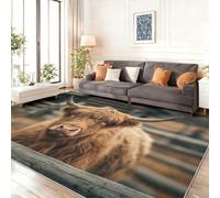 Tapis de Salon Lavable et antidérapant 120 x 180 cm, Brun Tapis de Chambre Doux et imprimé Gros Plan Ferme Vache clôture pour séjour, Chambre à Coucher, Bureau à Domicile et Cuisine