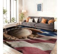 Tapis de Salon Lavable et antidérapant 140 x 200 cm, Coloré Tapis de Chambre Doux et imprimé Gros Plan Photographie Baseball Gant pour séjour, Chambre à Coucher, Bureau à Domicile et Cuisine