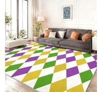 Tapis de Salon Lavable et antidérapant 60 x 90 cm, Coloré Tapis de Chambre Doux et imprimé Lignes Simples en Forme de Losange pour séjour, Chambre à Coucher, Bureau à Domicile et Cuisine
