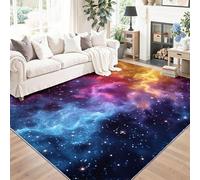 Tapis de Salon Lavable et antidérapant 80 x 150 cm, Couleur Tapis de Chambre Doux et imprimé Ciel étoilé onirique nébuleuse pour séjour, Chambre à Coucher, Bureau à Domicile et Cuisine