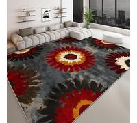 Tapis de Salon Lavable Vintage Traditionnel 120 x 170 cm, Coureur Faible Poil antidérapant avec imprimé géométrique Fleurs Cercles emblèmes - Tapis Chambre pour Coucher Le Bureau à Domicile