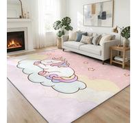 Tapis de Salon Licorne Mignonne Nuages 180 x 240 cm Moderne Tapis, Style De Dessin Animé AntidéRapant Doux Poil Court Lavable Moquette - pour Salon Chambre et Salle à Manger