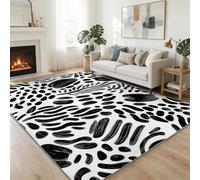Tapis de Salon Lignes De Rayures De Zèbre Abstraites 180 x 240 cm Moderne Tapis, Texture Dessinée À La Main AntidéRapant Doux Poil Court Lavable Moquette - pour Salon Chambre et Salle à Manger